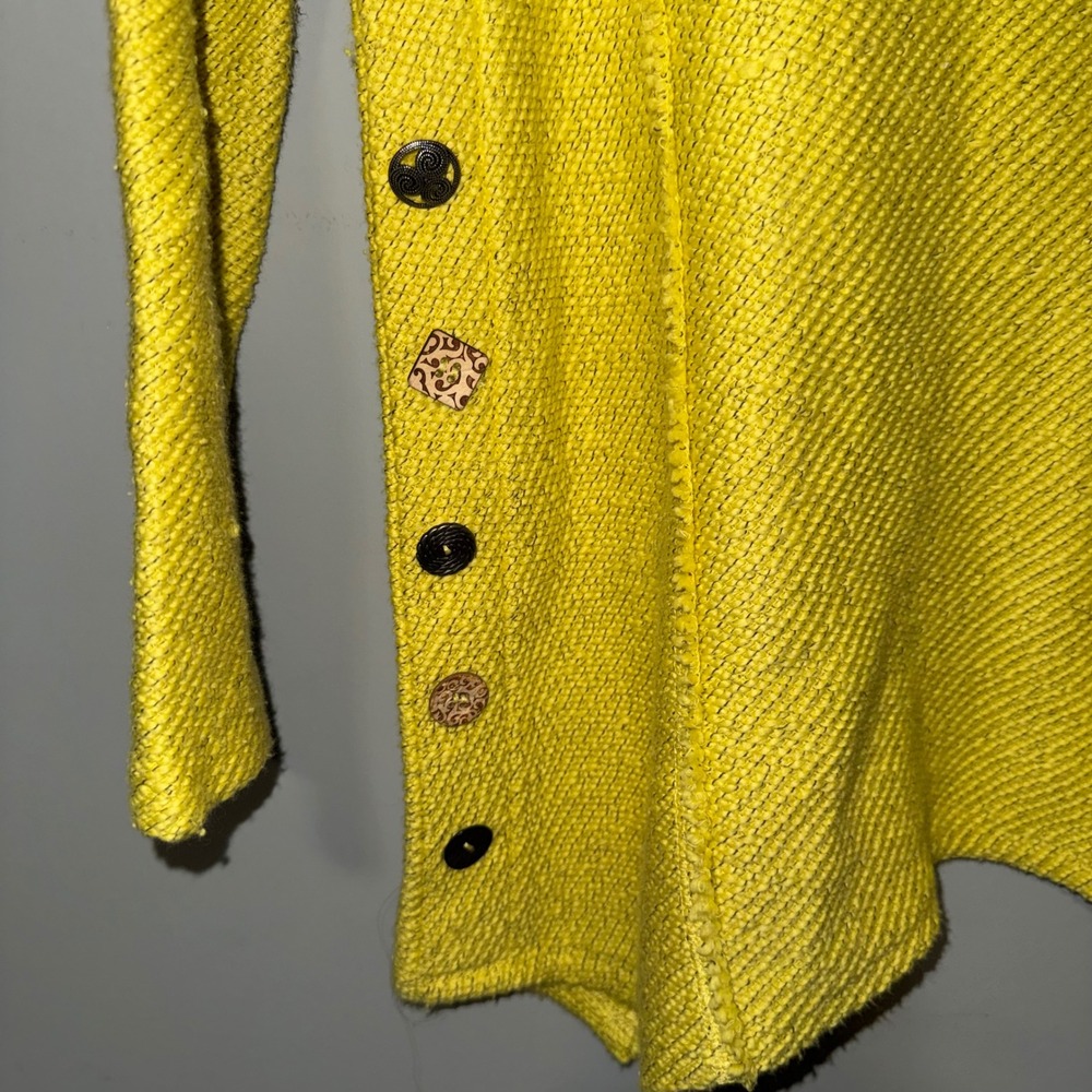 Soft Surroundings Cowl‎ Neck Asymmetrical Button Detail Sweater Tunic Yellow XS - Picture 2 of 5